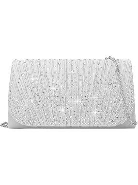 〽️Women Silver Clutch Purse Envelope Glitter Rhinestone Evening Wedding Bags